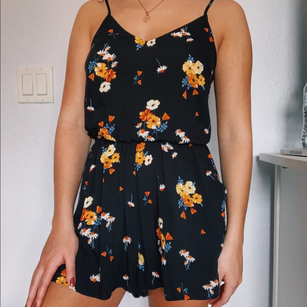 Black Floral Romper